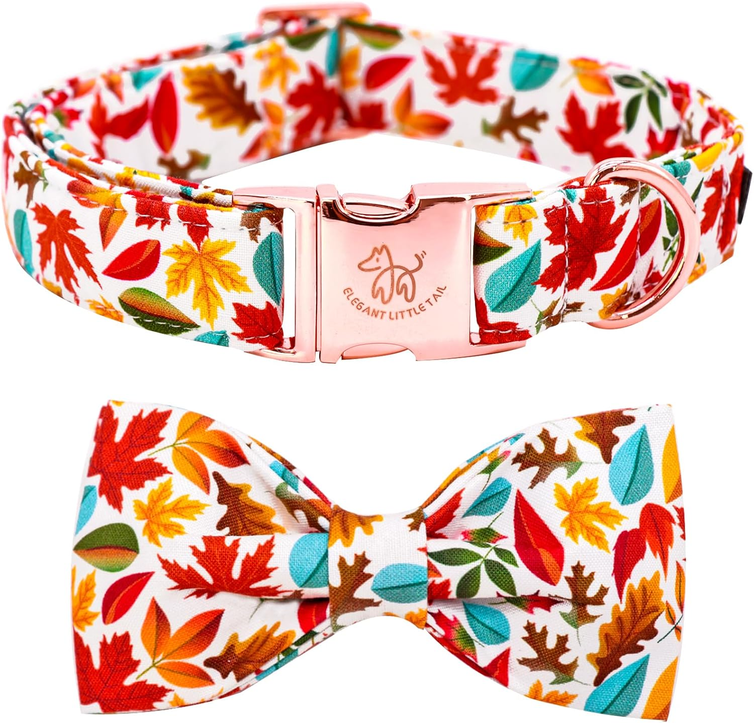 Durable Cotton Dog Collar Bowtie Set Medium