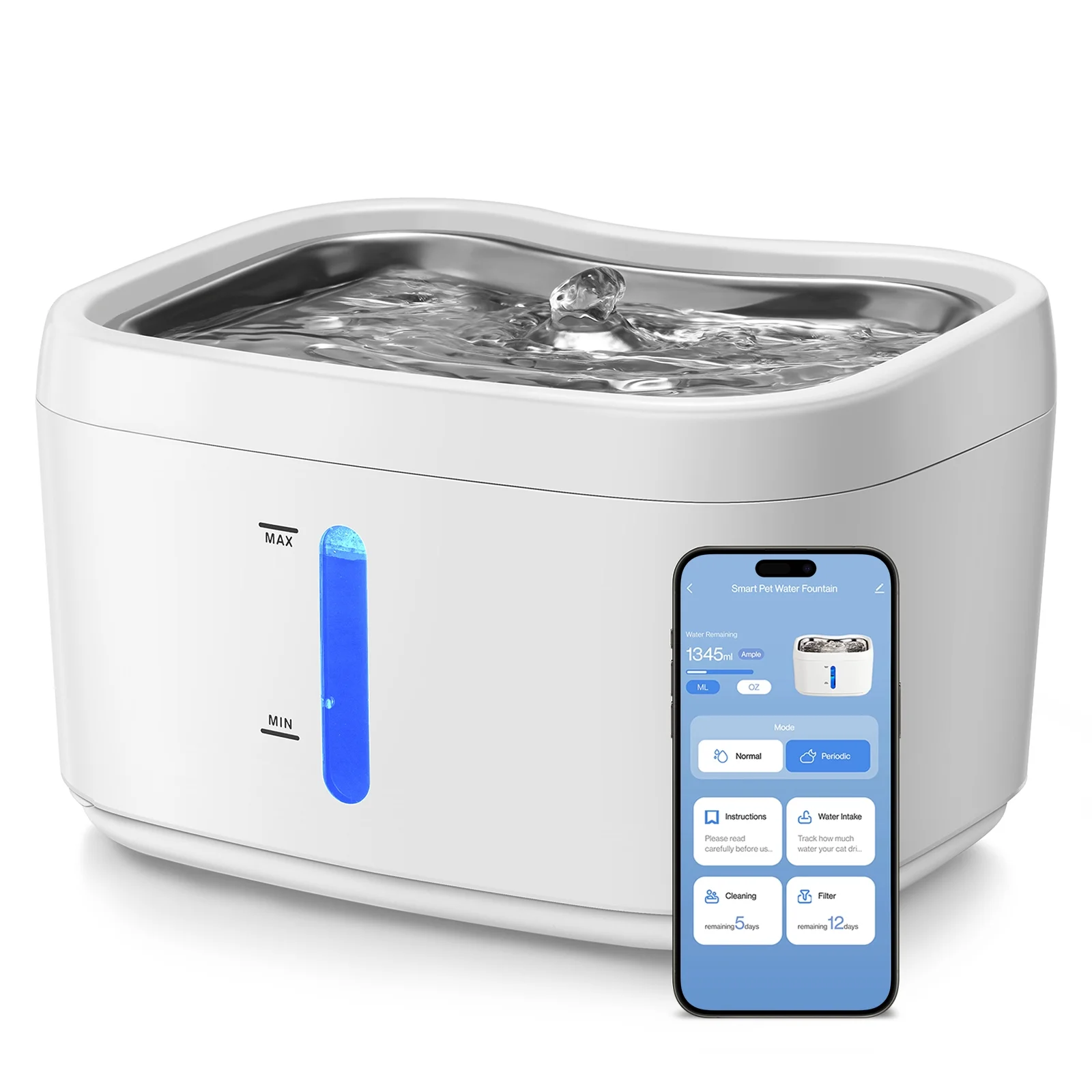 Smart Pet Fountain: Track Hydration via Phone App