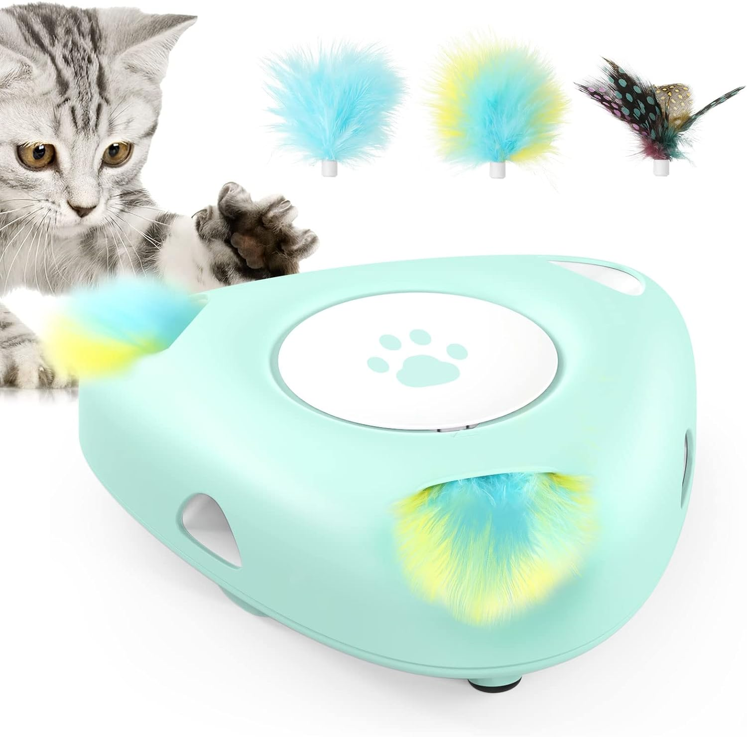 Interactive Cat Toy: Cheese Teaser with Feather Wands