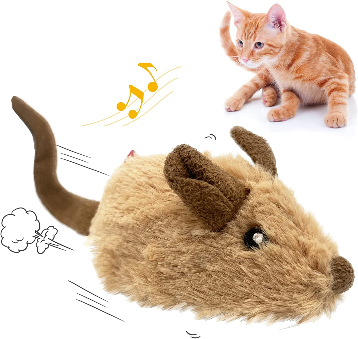 Interactive Moving Mouse Cat Toy with Realistic Squeaky Sound, Automatic Mouse Toys for Indoor Cats