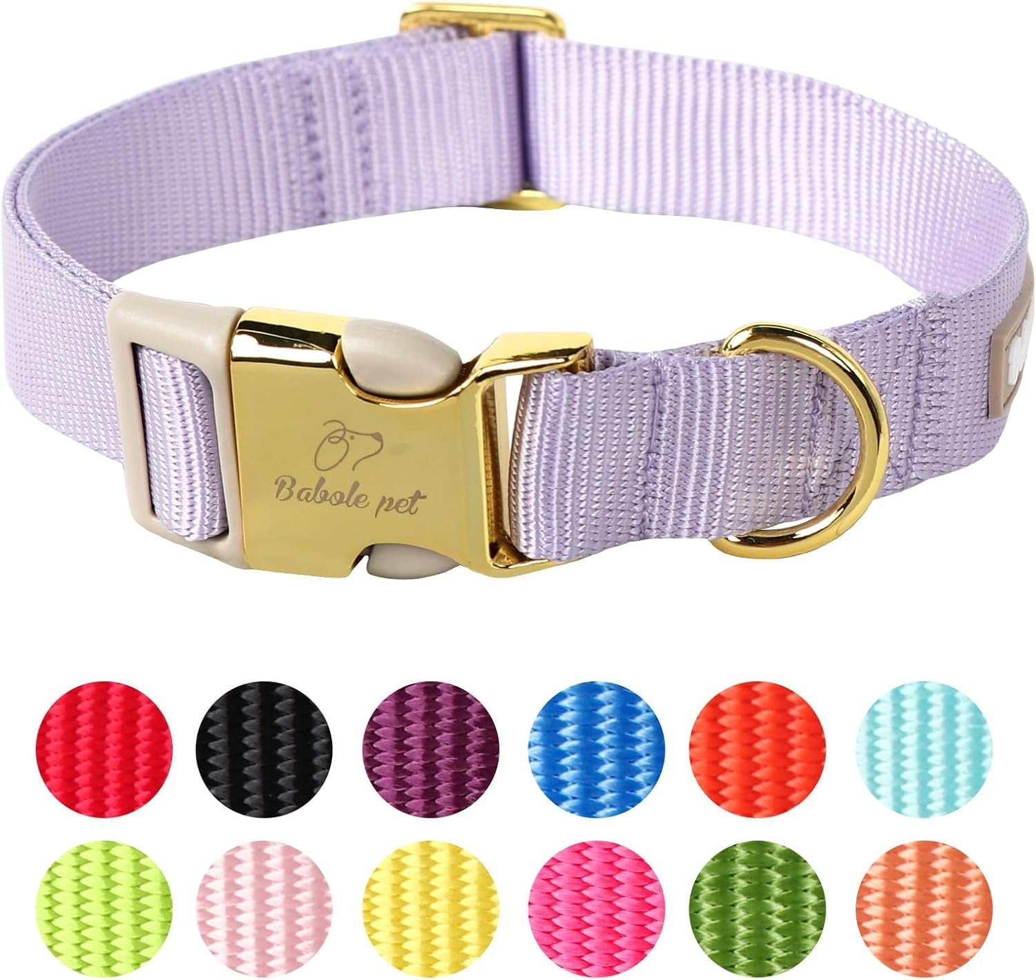 Nylon Dog Collar - Adjustable Lavender Soft Webbing Dog Collars for Small Medium Large Dogs Boy Girl Puppy Collar with Safety Metal Buckle S 1 Nylon Dog Collar - Adjustable Lavender Soft Webbing Dog Collars for Small Medium Large Dogs Boy Girl Puppy Collar with Safety Metal Buckle S