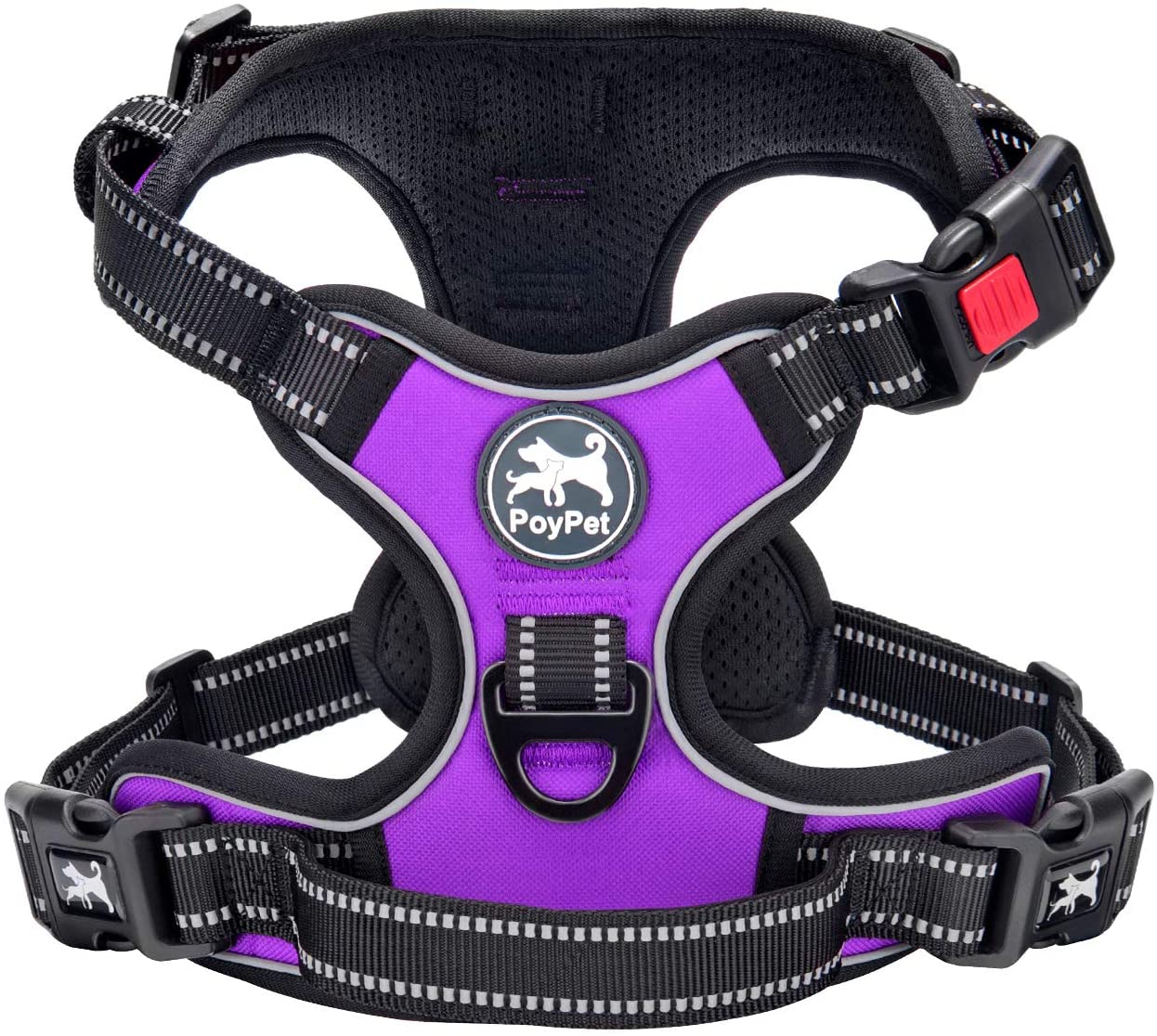 No Pull Dog Harness, No Choke Front Clip Dog Reflective Harness, Adjustable Soft Padded Pet Vest with Easy Control Handle for Small to Large Dogs(Purple,M) 1 No Pull Dog Harness, No Choke Front Clip Dog Reflective Harness, Adjustable Soft Padded Pet Vest with Easy Control Handle for Small to Large Dogs(Purple,M)