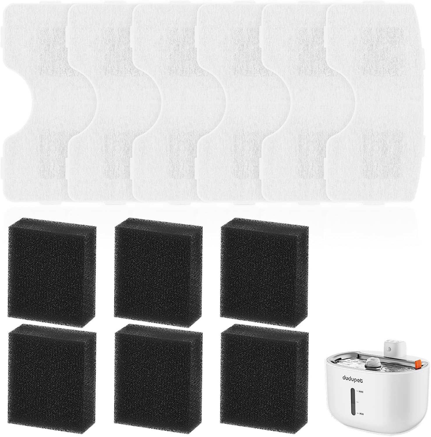 Cat Water Fountains Filters for 3L/101Oz Stainless Steel Removable Cat Water Dispenser Filters Replacement with 6 Sponges (Filters, 6Pcs)